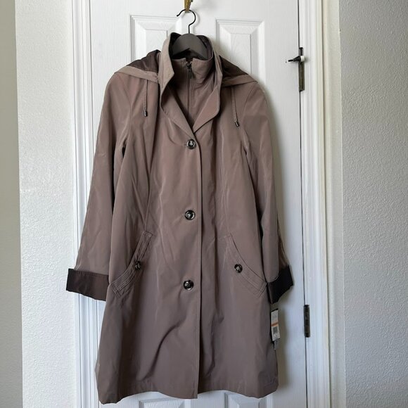 NWT Gallery Classic Zip Up Detachable Liner Women’s Trench Coat - Size S - Picture 1 of 7